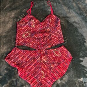 Vintage Victoria's Secret Red Paisley Set